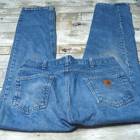 Carhartt relaxed fit dark wash thrashed jeans - Picture 4 of 6